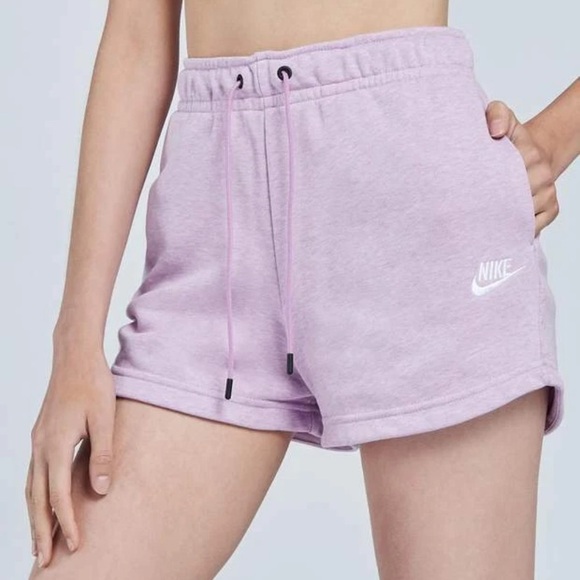 Nike Purple Drawstring Sportswear Women Essential French Terry Shorts Small - Picture 1 of 7
